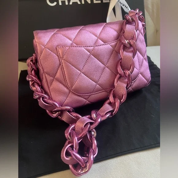 🔥Unique Rare🔥💗💗Chanel Metallic Pink Flap Bag - Picture 4 of 16